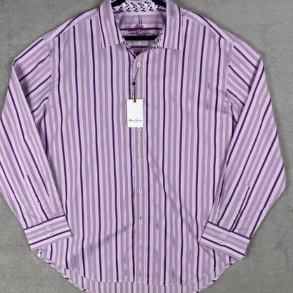 Robert Graham Eye Of The Tiger Long Sleeve Button Up Shirt Men's 3XL Purple NWT - Picture 1 of 10